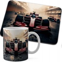 ZESTAW KUBEK + PODKŁADKA DRUK - BOLID F1 WYŚCIGI SPORT