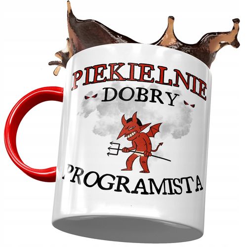 Kubek Czerwony Dla Programisty Piekielnie Dobry Z Nadrukiem Ze Zdjęciem na Arena.pl
