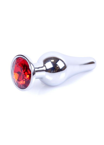Plug-Jewellery Silver Butt Plug- Red zdjęcie 7