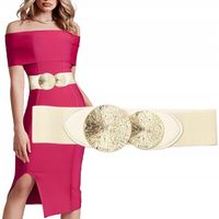 PASEK DAMSKI SZEROKI ECRU ELASTYCZNY ZŁOTA KLAMRA DO SUKIENKI DO MARYNARKI