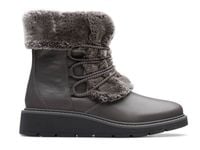 Clarks Botki damskie - Ivery Jump ocieplane - rozmiar 36 - szare skórzane
