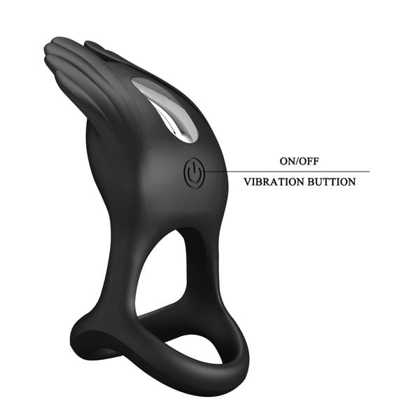 PRETTY LOVE - VIBRANT PENIS RING SILAS Black, 7 vibration functions zdjęcie 9