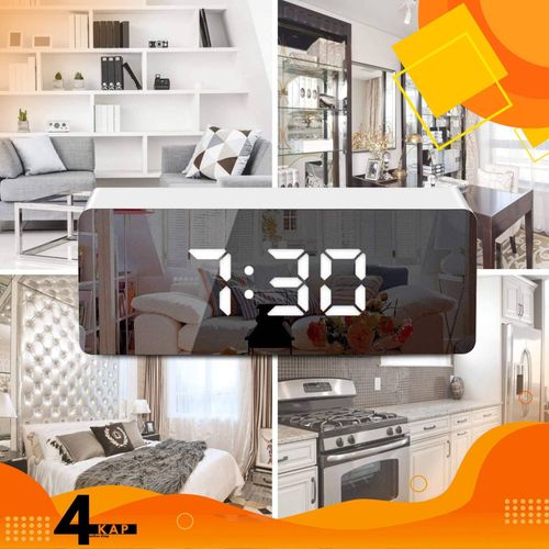 ZEGAR BUDZIK ELEKTRONICZNY NOWOCZESNY TERMOMETR LUSTRO ZEGAREK ALARM LED na Arena.pl