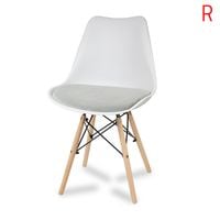 Krzesło z welurową szarą poduszką na drewnianych bukowych nogach nowoczesne białe 053W-G