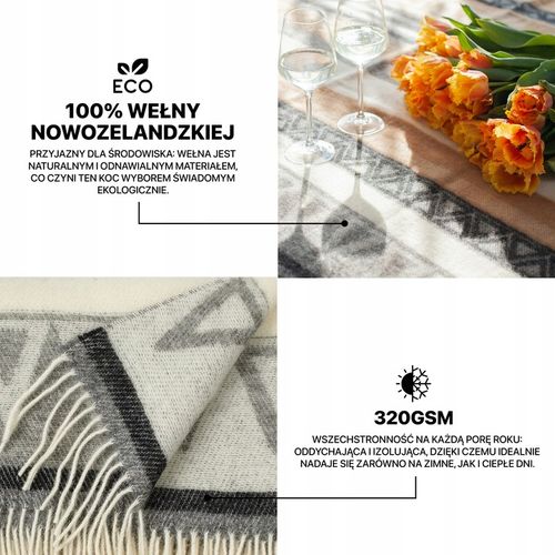 KOC Swiateczny WEŁNIANY cieply 100% wełna nowozelandzka 140x200 na Arena.pl