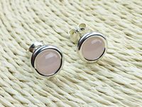 kolczyki srebrne pr.925 kamień amulet kwarc różowy