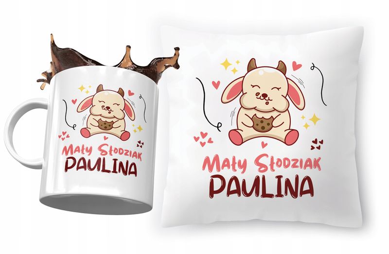 Zestaw Dla Pauliny Poduszka + Kubek Dla Dziecka Z Nadrukiem Ze Zdjęciem zdjęcie 1