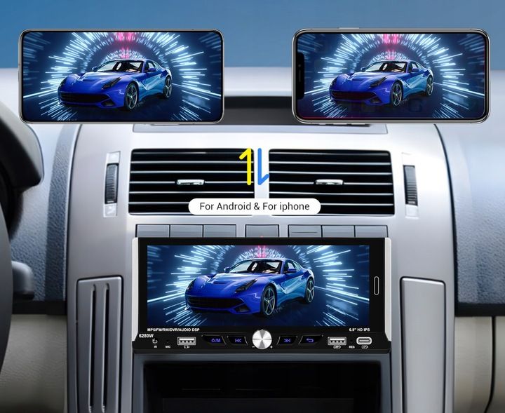 RADIO SAMOCHODOWE 1 DIN BEZPRZEWODOWY CARPLAY ANDROID AUTO MIRROR LINK zdjęcie 7
