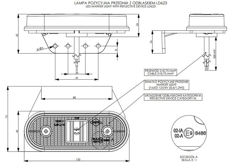 Lampa LED obrysowa biała wisząca (LD623) zdjęcie 2