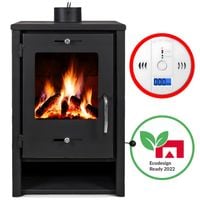 PIEC KOZA KOMINKOWY KOMINEK STALOWY EKO LEO SZAMOT CZUJNIK DYMU I CZADU