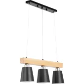 lampa sufitowa wisząca 3 punktowa e27 - drewniana belka