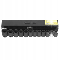 NASADKI UDAROWE KLUCZE NASADOWE KRÓTKIE 1/2'' 10-24MM ZESTAW WALIZKA 12el