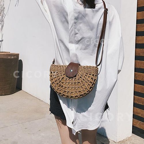 Torebka PLECIONA na ramię BOHO KOSZYK PÓŁKSIĘŻYC na Arena.pl