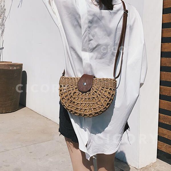 Torebka PLECIONA na ramię BOHO KOSZYK PÓŁKSIĘŻYC zdjęcie 7