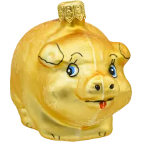 Bombka choinkowa szklana: Złota Świnka