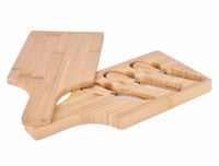 Zestaw bambusowy 4 el. do serwowania serów Konighoffer podwójna deska nóż łopatka widelec