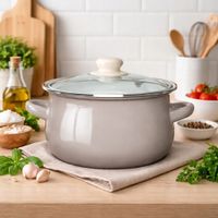 Garnek z pokrywą emaliowany indukcja gaz 20 cm Altom Design taupe 2,7 l