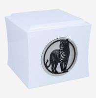 Urna kremacyjna z wygrawerowanym tygrysem Biała