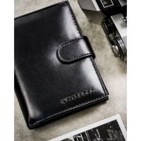 zestaw prezentowy: skórzany portfel męski w czarnym kolorze zamykany