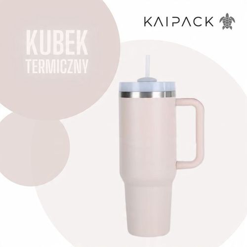 KUBEK TERMICZNY ZE SŁOMKĄ 1200ML KUBEK TERMICZNY ZE SŁOMKĄ PUDROWY RÓŻ na Arena.pl