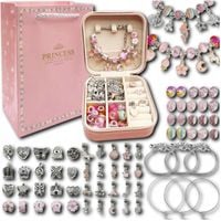 DUŻY ZESTAW DO ROBIENIA BRANSOLETEK I NASZYJNIKÓW KORALIKI CHARMS SZKATUŁKA