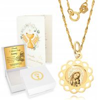 Złoty Łańcuszek Medalik 333 Chrzest Komunia Grawer