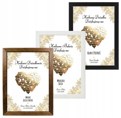 PODZIĘKOWANIE PREZENT DLA DZIADKÓW NA DZIEŃ BABCI I DZIADKA RAMKA SERCE 3D na Arena.pl