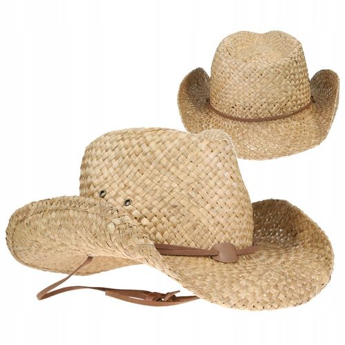 KAPELUSZ KOWBOJSKI SŁOMIANY SŁOMKOWY ze Sznurkiem MFH FOX OUTDOOR BROWN na Arena.pl