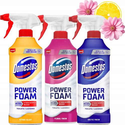 zestaw 3 x domestos power foam piana do mycia toalety i łazienki 435ml na Arena.pl