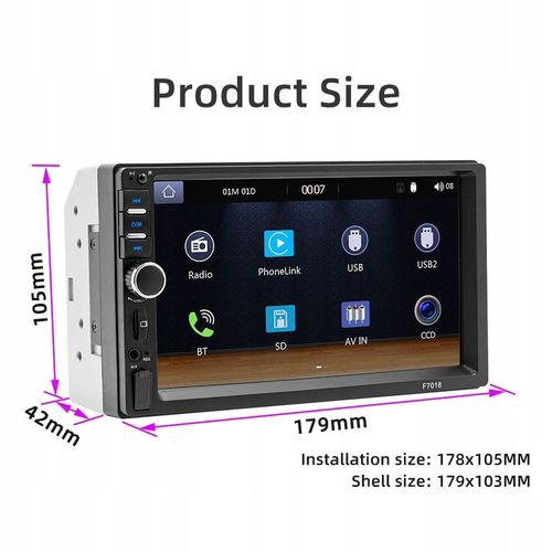 RADIO SAMOCHODOWE 7 CALI 2 DIN BLUETOOTH ANDROID CARPLAY 60W*4 POLSKI na Arena.pl