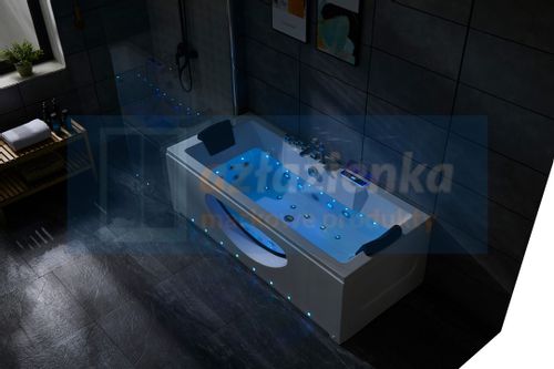 PROSTOKĄTNA WANNA Z HYDROMASAŻEM 180x80 SZYBA NEW! GRZAŁKA na Arena.pl