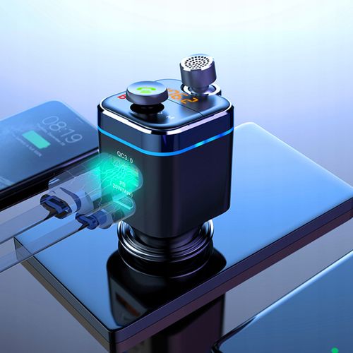 TRANSMITER BLUETOOTH AUDIO FM MP3 SZYBKA ŁADOWARKA USB SD LCD QC3.0 RGB na Arena.pl