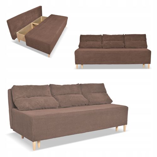 Kanapa sofa KIMO funkcja spania pojemnik Family Meble Anafi brąz sztruks na Arena.pl