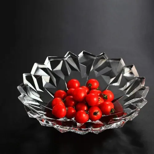 OWOCARKA KRYSZTAŁOWA 33,5CM ELEGANCKA MISA NA OWOCE NOWOCZESNA WZORZYSTA na Arena.pl