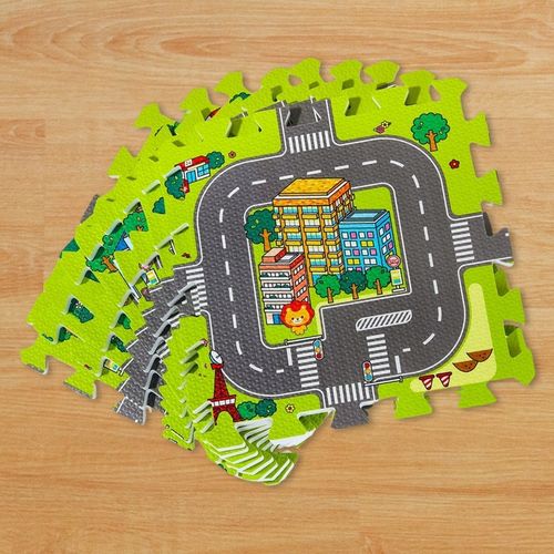 MATA EDUKACYJNA GRUBA 1cm 9szt PUZZLE PIANKOWE DLA DZIECI DROGA MIASTO na Arena.pl
