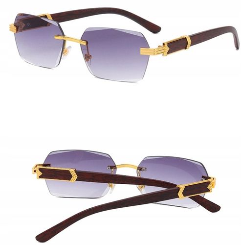 Okulary Przeciwsłoneczne bezramkowe prostokątne Damskie męskie UV400 Brąz na Arena.pl