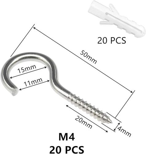 Zestaw haczyk M4 50mm z kołkiem rozporowym 20 szt. na Arena.pl