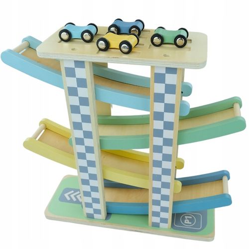 MERKAN Zestaw Drewniana Zjeżdżalnia Tor Dla Samochodzików 4 Piętra na Arena.pl