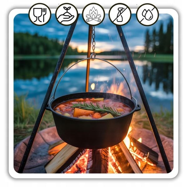 KOCIOŁEK ŻELIWNY WISZĄCY GARNEK MYŚLIWSKI WĘGIERSKI 7,2L NA OGNISKO zdjęcie 9