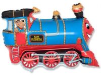 Balon foliowy "Pociąg", niebieski, 24 cale [balon z helem]