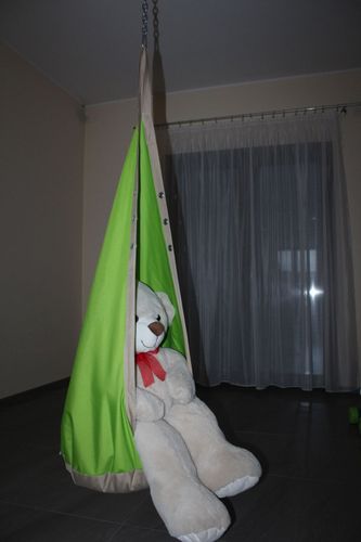 HUŚTAWKA HAMAK KOKON zielony z beżową lamówką na Arena.pl