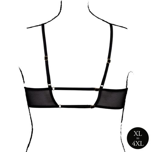 Keyhole Mesh Bra With Double Back Straps And Adjustable Sliders - Plus Size na Arena.pl
