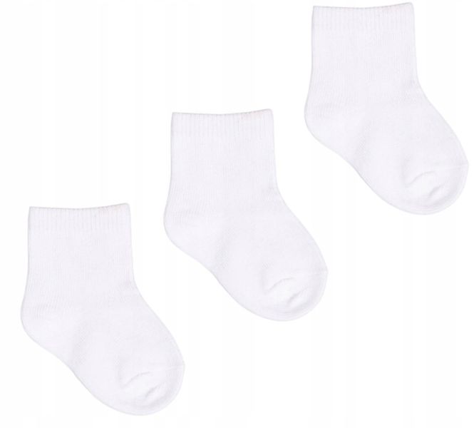 SKARPETKI NIEMOWLĘCE Z BAWEŁNY ORGANICZNEJ SKARPETY BIAŁE 3-PAK 0-3 m zdjęcie 1