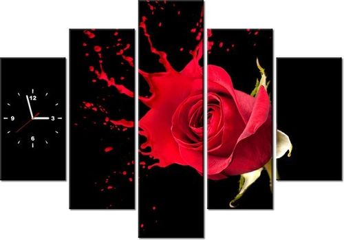 105CM 150CM ZEGAR 5 ELEM RÓŻANY PLUSK DRUK OBRAZ na Arena.pl