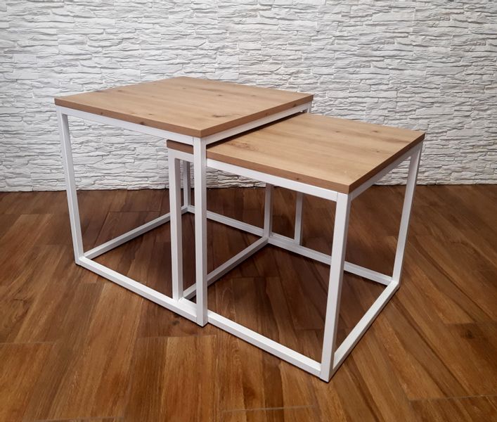 Stolik kawowy 2W1 dąb craft podstawa biała zdjęcie 10