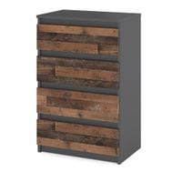 Komoda Nowoczesna 4 Szuflady Hugo Mała Szafka Rtv Szara Old Style Vintage