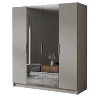 Szafa SALVADOR II 200 cm z lustrem-pojemna garderoba-KASZMIR+ZŁOTY