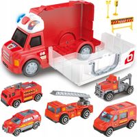 2 x CIĘŻARÓWKA STRAŻACKA WALIZKA ŚWIATŁO DŹWIĘK MATADI WÓZ STRAŻACKI + 6 AU