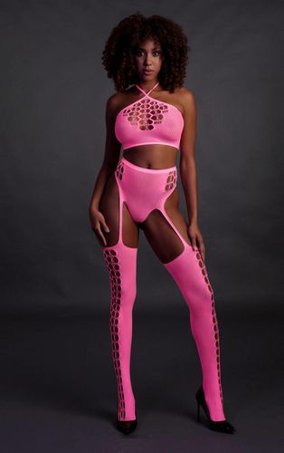 Two Piece With Crop Top And Stockings - Pink - Xs/Xl na Arena.pl