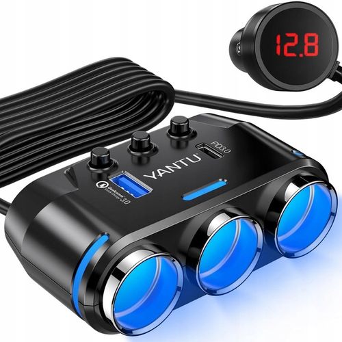 Rozdzielacz Gniazda Zapalniczki Samochodowej Ładowarka 12-24V Port USB-C na Arena.pl